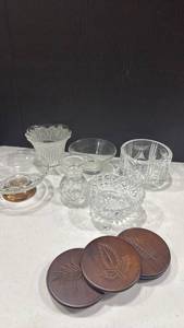 lot 2057 image: Waterford crystal bud vase, wine bottle coaster and more