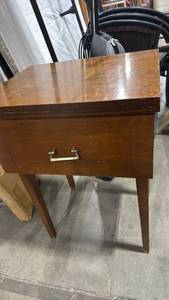 lot 2400 image: Wooden sewing cabinet 36.5x22x17 closed