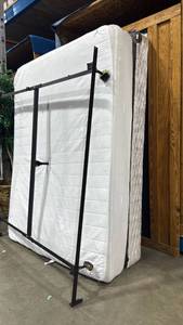 lot 2410 image: Queen size bed with metal frame and box frame