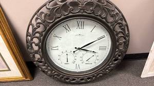 lot 2509 image: Wall clock weather station 32x30