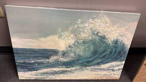 lot 2511 image: Textured ocean print on canvas 21x26