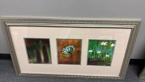 lot 2512 image: Framed floral and abstract wall decor 22x40