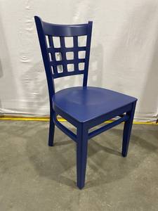lot 3016 image: Navy blue wood chair