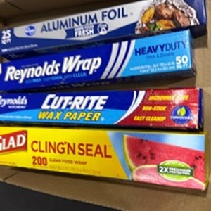 lot 4030 image: Aluminum foil, wax paper and plastic wrap