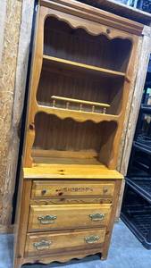 lot 5000 image: Wood Hutch Cabinet with Drawers 2 piece 75.5x30x17