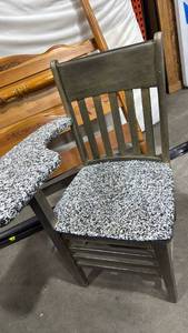 lot 5005 image: Wooden school desk chair with Speckled Seats 35 inches tall desk part is 24x10