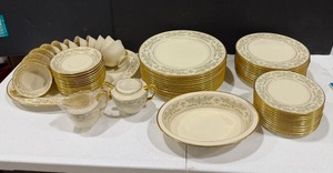 lot 4002 image: Lenox Noblesse china 12 place setting total of 64 pcs, great condition no chips. Please bring packing and boxes