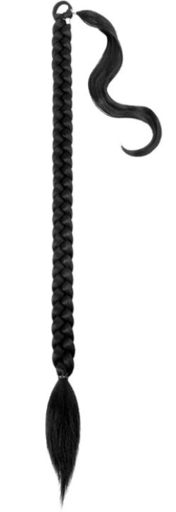 lot 626 image: Braided Ponytail Extension - 36 Inch Long Straight Wrap With Braid and Hair Tie - 1B