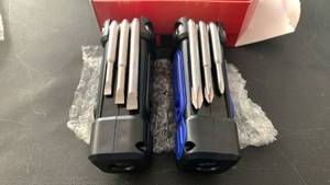 lot 253 image: 8-in-1 Multi-Tool Screwdriver Set with LED Flashlight and Task Light - Black and Blue Set