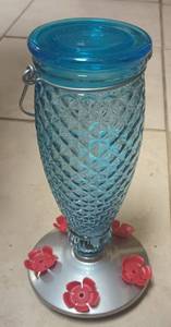 lot 326 image: Perky Pet Glass Hummingbird Feeder with Red Flower Ports