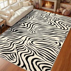 lot 500 image: $170 YIHOUSE 9 12 Ft Area Rugs for Living Room Modern Washable Rug - Abstract Black and Cream White Rug for Bedroom Dining Room Office Playroom Nursery Home Decor - Nonslip Non-Shedding Striped Rugs