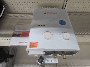 lot 511 image: $160 Camplux Tankless Water Heater, 1.32 GPM Portable Propane Outdoor Camping Water Heater, 5L, AY132, White. Damaged