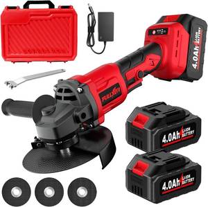 lot 520 image: FULLYEA Cordless Angle Grinder Kit, 4-12 Power Angle Grinders with 2  4.0Ah Battery & 12000RPM Brushless Motor, Metal Grinder with Cutting Wheels, Electric Grinder Tool Set for Cutting, Grinding