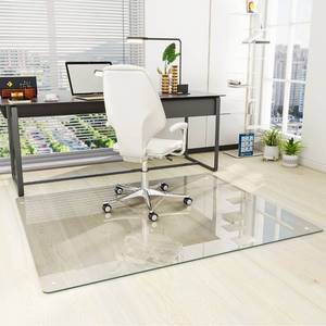 lot 530 image: $123 Tempered Glass 30 x 44 Glass Chair Mat, Heavy Duty Hard Floor Mat with Round Corner and Polished Edge, Office Chair Mat for Carpet Office Home Hardwood Floor Desk
