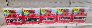 lot 535 image: 10 Rolls Brawny Family Size Tear-A-Square Paper Towels 25 Regular Rolls.