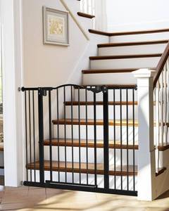lot 542 image: InnoTruth 29-39.6 Baby Gate for Stairs & Doorways,30 Tall Dog Gate for Pets,Dual-Lock Safety and One Hand Opening Design,Pet Gate for Hallways,Outdoors,Wall-Friendly Pressure Mounted, Pure Black
