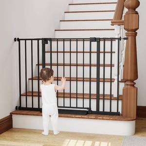 lot 543 image: 29.7-46 Baby Gate for Stairs with Banister Adapter Y-Spindle Rods, 30.5 Tall, Easy-Install Pressure Mounted Baby Gate for Doorways, Auto-Close Dog Gate Indoor for Child and Pets