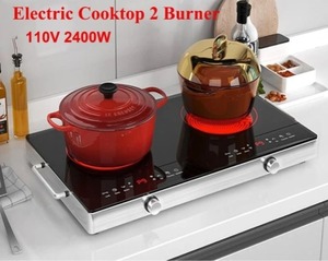 lot 565 image: Electric Cooktop,120V 1200W Electric Stove Top with Knob Control,9 Power Levels, Kids Lock & Timer, Hot Surface Indicator, Overheat Protection,12 Inch Built-in Radiant Cooktop