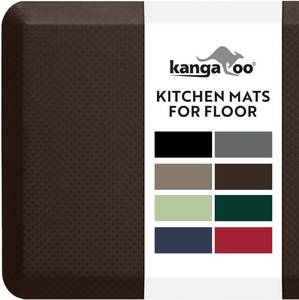 lot 568 image: KANGAROO Thick Ergonomic Anti Fatigue Mats for Kitchen Floor, 48x20, Cushioned Standing Office Desk Mat, Waterproof Scratch Resistant Topside, Supportive All Day Comfort Padded Foam Rugs, Brown