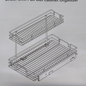 lot 570 image: Roomtec 12 x 22 2-Under Sink Pull Out Cabinet Organizer 4122226 Chrome