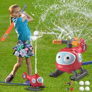 lot 580 image: Outdoor Water Sprinklers with 4 T Ball Set for Toddlers Kids Ages 4-8,Summer Outside Sprinklers Play Equipment Baseball Game Lawn Yard Tee Ball Game for Boys Girls,Hose Connector Included