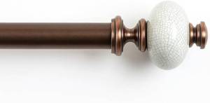 lot 587 image: DECO WINDOW Curtain Rods for Windows 44   120 Inch, 1 Inch Heavy Duty Extendable Metal Drapery Rod, Adjustable Curtain Rod with Decorative Supreme Ceremic Finials for Living & Bedroom, Brown