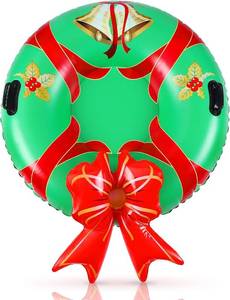 lot 590 image: Large 35 Inflatable Snow Tube for Adults, Christmas Snow Sled with Handles and Heavy Duty Bottom, Fun Winter Outdoor Gifts for Sledding Tubing Sports