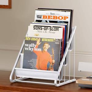 lot 3001 image: Vinyl Record Storage,3-Tier Record Holder and Stand Display, Vinyl Holder and Shelf for 21 LPs, Album Storage and Organizer, Display Frame for Album, Art Storage Organizer