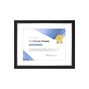 lot 3022 image: Melannco 15x12 Inch Black Matted Wood Certificate Frame- Displays One 8.5x11 Inch Document