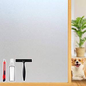 lot 3089 image: Frosted Glass Window Privacy Film Decorative, Bathroom Window Privacy Film for Glass Windows Cover, Static Cling, Removable, Reusable, Anti-UV, Anti-Glare, Heat Blocking, 17 by 78 inch