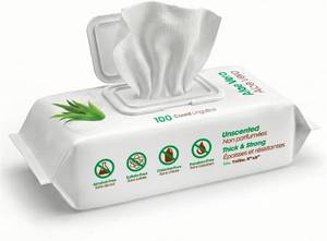 lot 3102 image: Best Pet Supplies 12 x 16 Extra Large Unscented Dog Wipes - Cleaning and Deodorizing for Paws and Coat - Gentle Formula with Aloe Vera Vitamin E for Puppies and Cats - 100 Count