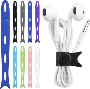 lot 3148 image: 24-Pack Reusable Silicone Cable Ties   Fish Shape, 8 Bright Colors, 4.7  Adjustable Cord Organizers for Home, Office, Travel, Tech & Electronics Cable Management