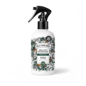 lot 3150 image: Poo-Pourri Furrest Fresh Dog Deodorizing Spray, 8 Fl Oz Grooming Perfume for Dog Coat, Pet Odor Neutralizer with Essential Oils, Vet Recommended, Paraben & Sulfate-Free Fir, Amber, & Cedarwood Scent