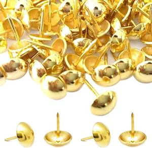 lot 3202 image: 500Pcs Upholstery Tacks, BetterJonny Decorative Furniture Nails Pins Gold Metal Thumb Tacks for Upholstered Furniture Cork Board, Home Decor(17X11MM)