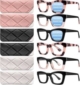 lot 3204 image: CCVOO Stylish Reading Glasses for Women, Bifocal, Progressive, Readers for Women, Eye glasses, Blue Light Reading Glasses (B1 Mix Progressive, 1.5, x)