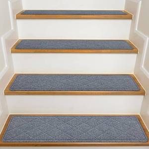 lot 3230 image: Stair Treads for Wooden Steps Indoor, 8 X 30 Non Slip Carpet Stair Treads with Reusable Adhesive for Kids Elders and Dogs, Surface Polyester TPR Backing Stair Rugs, 4 Pack Stair Rugs Dark Grey