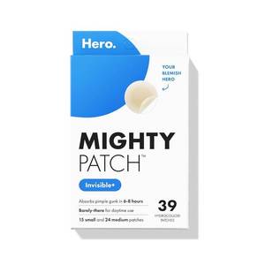 lot 3240 image: Mighty Patch  Invisible Patch - Daytime Hydrocolloid Acne Pimple Patches for Covering Zits and Blemishes, Ultra Thin Spot Stickers for Face and Skin (24 Medium and 15 Small Patches) BB 112027