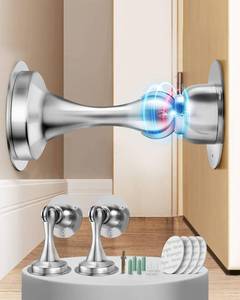 lot 3252 image: Magnetic Door Stoppers for Bottom of Door Upgraded Strong Magnet Door Stop Security Door Holder to Keep Door Open 3M Adhesive Non-Drilling Installation Stainless Steel Floor Stop Wall Protector