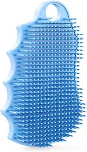 lot 3264 image: Silicone Body Scrubber Silver-Infused Dual-Sided 3-in-1 for Shower, Body CleaningMassageExfoliator Body Brush Buffer for Men and Women, Silicone Loofah, Non-Slip Handle (Sky Blue)