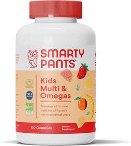 lot 3304 image: SmartyPants Kids Multivitamin Gummies Omega 3 Fish Oil (EPADHA), Vitamin D3, C, Vitamin B12, B6, A, K & Zinc for Immune Support, Biotin, Gluten Free, Three Fruit Flavors, 120 Count (30 Day Supply) BB MAY 16, 2026