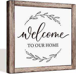 lot 3321 image: Welcome Home Box Wood Plaque, Desk & Entryway Decor, 9.9in