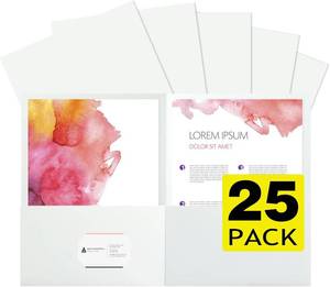 lot 3324 image: pmybupo 25Pcs White File Folders with Pockets and Business Card Holder,2 Pocket Folders for School,Home or Office,Durable Heavy Duty File Folders