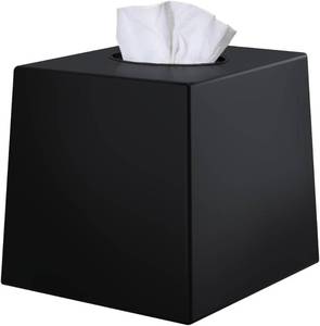 lot 3329 image: Creative Scents Black Tissue Box Cover Square - 1 Pack Plastic Cube Tissue Holder Dispenser - Decorative Facial Tissue Box Holder for Living Room, Office Desk - Vanity Countertop (5.5 x 5.5 x 5.6)