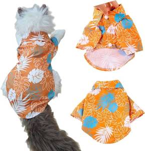 lot 3356 image: Hawaiian Dog & Cat Shirts for Summer- UPF 50 Sun Protection Cool Beach Shirt, Breathable Polyester with Floral & Palm Tree Prints, Easy Snap Closure Lightweight Pet Clothes (Orange, Medium)
