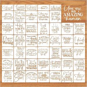 lot 3372 image: Inspirational Word Stencils for Painting on Wood Quotes Motivational Positive Drawing Stencils for Crafts Reusable (45 Words)