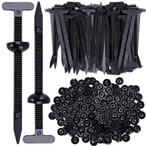 lot 3405 image: 100Pcs Nylon Universal Cable Tie Buckle with Pin & Button Design Automotive Zipper Clips - Zip Ties Heavy Duty Self-Locking Car Repair Fasteners as Fender, Fender Liner, Bumper(UV Resistant)