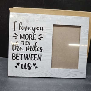 lot 3440 image: Love Wood Picture Frame, Couple Gift for Girlfriend Boyfriend, Couples Picture Frame for Him or Her, Long Distance Relationships Gifts, I Love You More Than The Miles Between Us