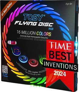lot 3475 image: TOSY Flying Disc - 108 RGB Multicolor or 36 Monocolor LEDs, Super Bright, Smart Modes, Easter Basket Stuffers Gift, Camping Toy for KidTeenAdult, Auto Light Up, Rechargeable, Waterproof, 175g