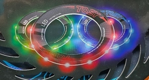lot 3476 image: TOSY Bundle of 3 Red  Blue - Gleen Flying Ring 12 LEDs Super Bright