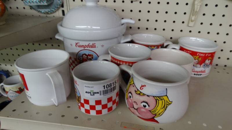 lot 10815 image: Campbells soup mugs and serving pot